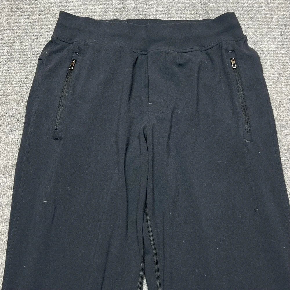 Lululemon Track Pants Mens M Black Jersey Nylon Elastic Waist Zip Pockets Gym